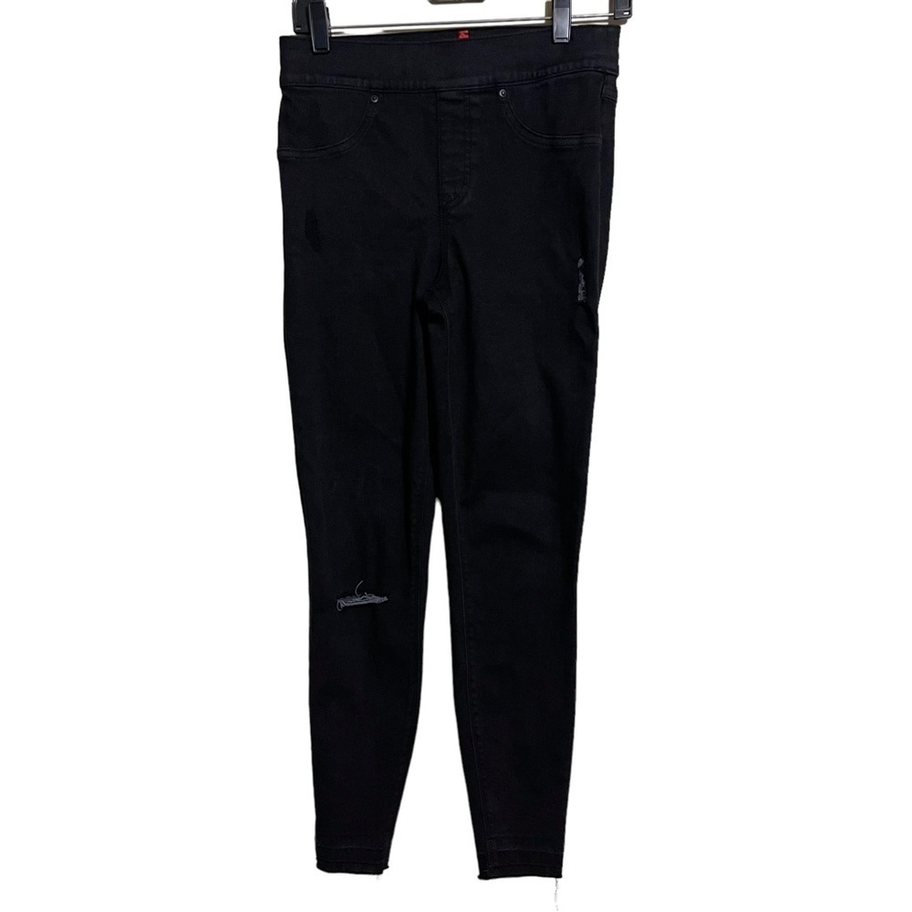 Spanx Vintage Distressed Ankle Skinny Jeans In Black Size S